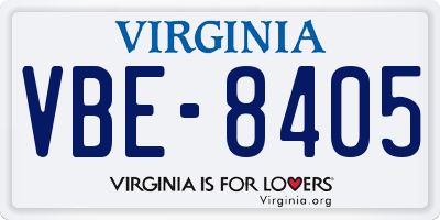 VA license plate VBE8405