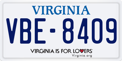 VA license plate VBE8409