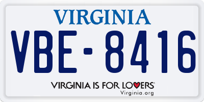 VA license plate VBE8416