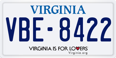 VA license plate VBE8422