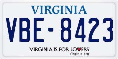 VA license plate VBE8423