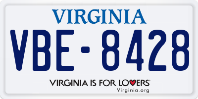 VA license plate VBE8428