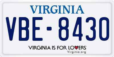 VA license plate VBE8430