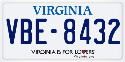 VA license plate VBE8432