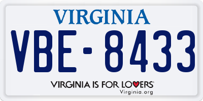 VA license plate VBE8433