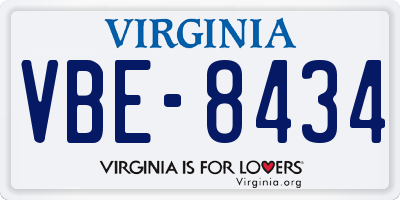 VA license plate VBE8434