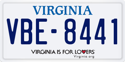 VA license plate VBE8441