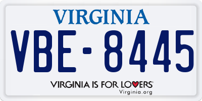 VA license plate VBE8445