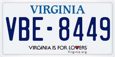 VA license plate VBE8449