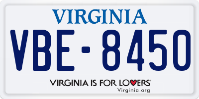 VA license plate VBE8450