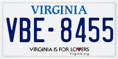 VA license plate VBE8455