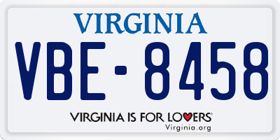 VA license plate VBE8458