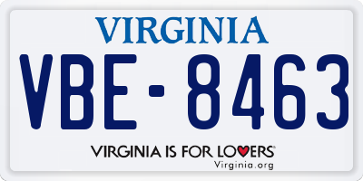VA license plate VBE8463