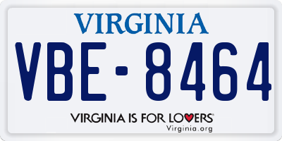 VA license plate VBE8464