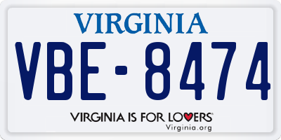 VA license plate VBE8474