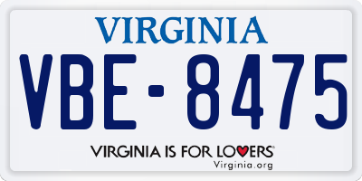 VA license plate VBE8475