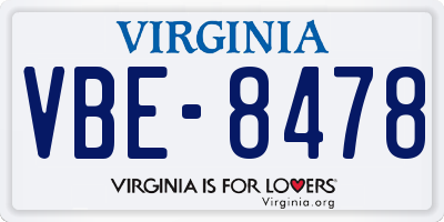 VA license plate VBE8478