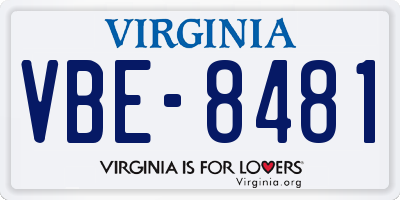 VA license plate VBE8481