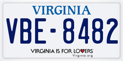 VA license plate VBE8482