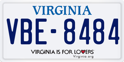 VA license plate VBE8484
