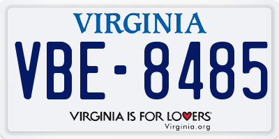 VA license plate VBE8485