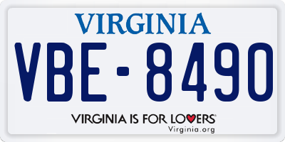 VA license plate VBE8490