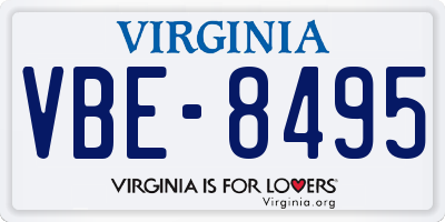 VA license plate VBE8495