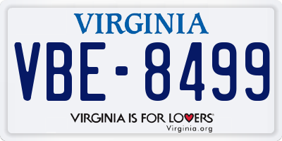 VA license plate VBE8499
