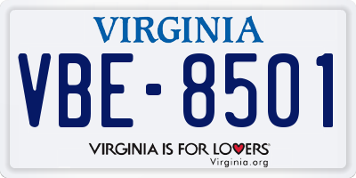 VA license plate VBE8501