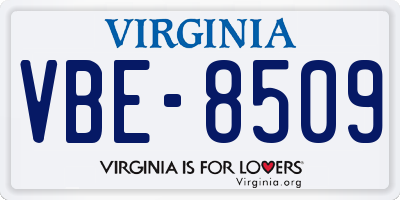 VA license plate VBE8509