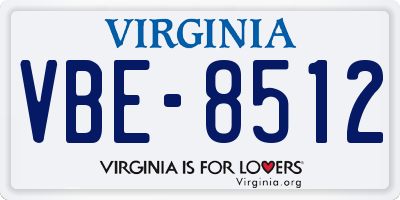 VA license plate VBE8512