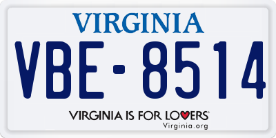 VA license plate VBE8514