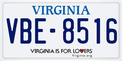 VA license plate VBE8516