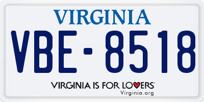 VA license plate VBE8518