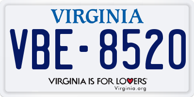 VA license plate VBE8520