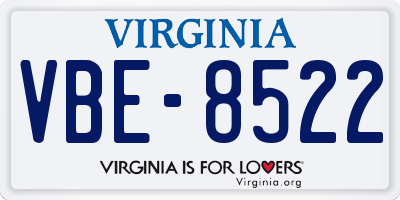 VA license plate VBE8522
