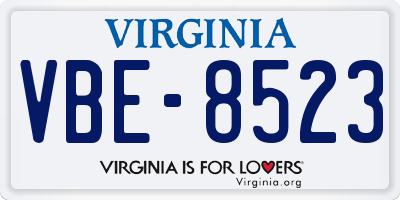 VA license plate VBE8523