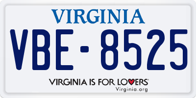 VA license plate VBE8525