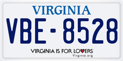 VA license plate VBE8528