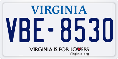 VA license plate VBE8530