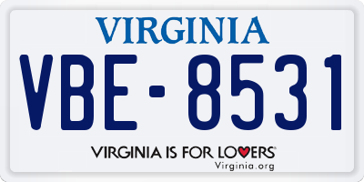 VA license plate VBE8531