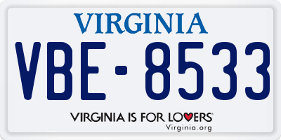 VA license plate VBE8533