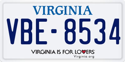 VA license plate VBE8534
