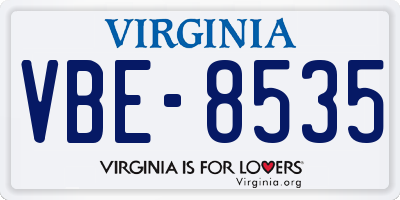 VA license plate VBE8535