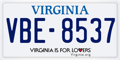 VA license plate VBE8537