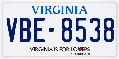 VA license plate VBE8538