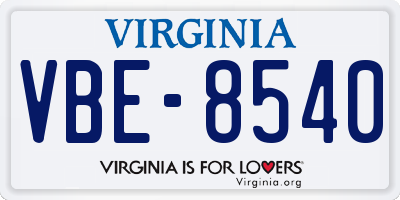 VA license plate VBE8540