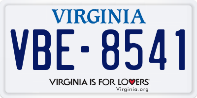 VA license plate VBE8541