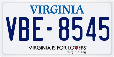 VA license plate VBE8545
