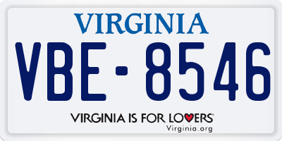 VA license plate VBE8546